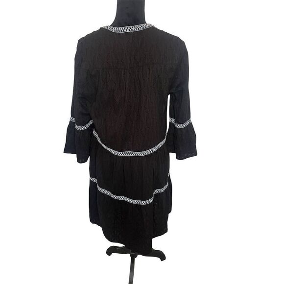 NWT TOMMY BAHAMA EMBROIDERED TIERED COTTON TASSEL BLACK DRESS WOMENS SIZE SMALL - Picture 7 of 12